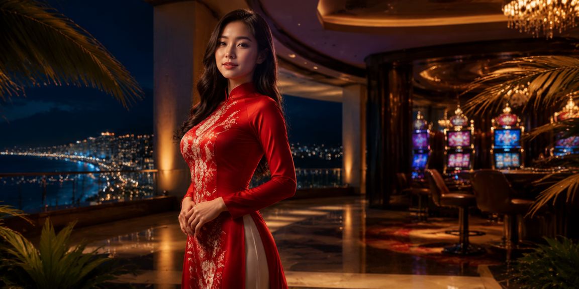 Người phụ nữ mặc áo dài tại Nha Trang kiểm tra giao dịch cá cược trực tuyến